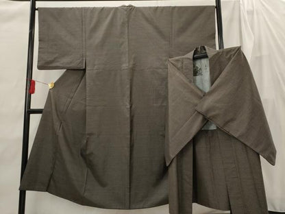 平和屋着物■男性　本場大島紬　アンサンブル　格子　正絹　逸品　AABH3412st