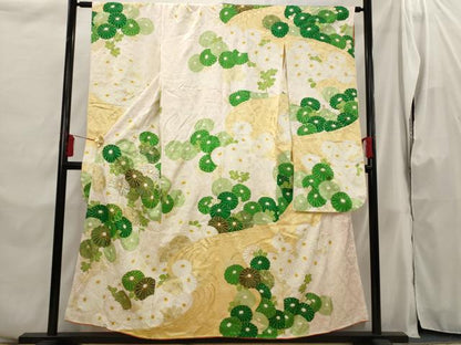 平和屋着物■豪華振袖 駒刺繍 流水花文 金彩 正絹 逸品 AABH3423st