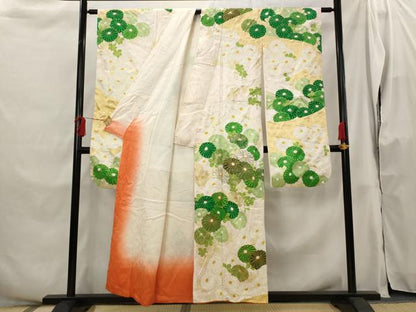 平和屋着物■豪華振袖 駒刺繍 流水花文 金彩 正絹 逸品 AABH3423st