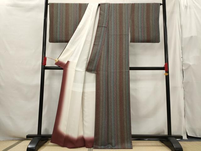 平和屋着物■上質な小紋 草花間道 正絹 逸品 AABH3427st