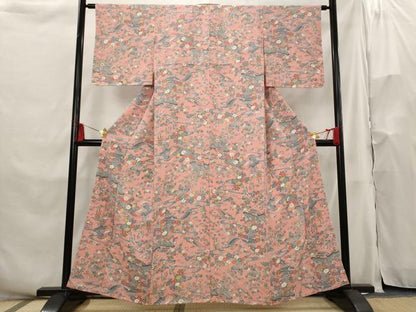 平和屋着物■上質な小紋 風景花文 正絹 逸品 AABH3430st