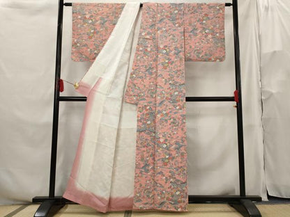 平和屋着物■上質な小紋 風景花文 正絹 逸品 AABH3430st