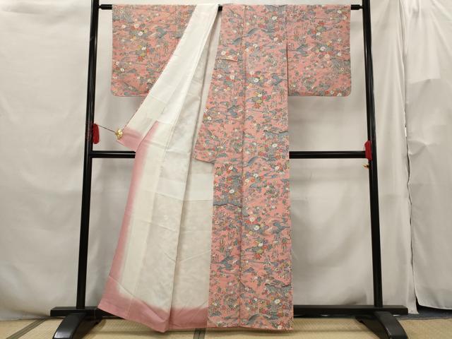 平和屋着物■上質な小紋 風景花文 正絹 逸品 AABH3430st