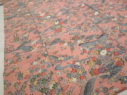 平和屋着物■上質な小紋 風景花文 正絹 逸品 AABH3430st