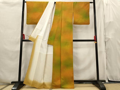 平和屋着物■上質な小紋 紬地 霞文 暈し染め 正絹 逸品 AABH3434st