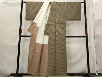 平和屋着物■上質な紬　幾何学　正絹　逸品　AABH3447st