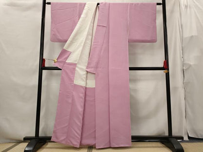 平和屋着物■上質な色無地　切嵌地紋　桃花色　正絹　逸品　AABH3448st