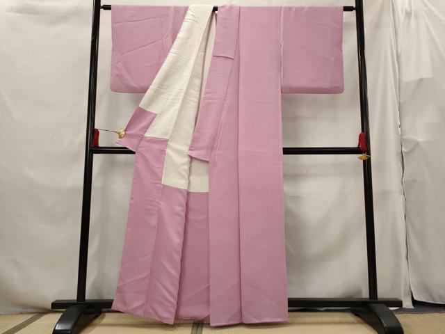 平和屋着物■上質な色無地　切嵌地紋　桃花色　正絹　逸品　AABH3448st