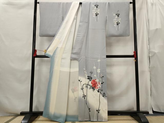平和屋着物■訪問着　草花文　暈し染め　正絹　逸品　AABH3450st