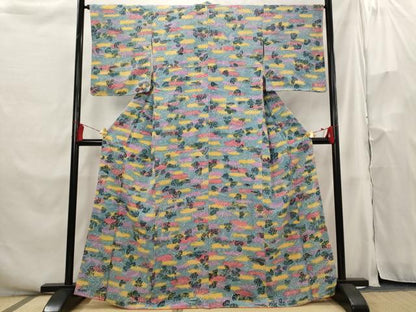 平和屋着物■上質な小紋 風景文 暈し染め 正絹 逸品 未使用 AABH3451st