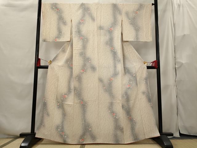 平和屋着物■上質な小紋 枝花文 暈し染め 正絹 逸品 AABH3459st