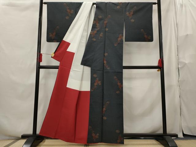 平和屋着物■本場大島紬 7マルキ 草花文 正絹 逸品 AABH3464st