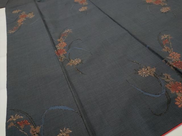 平和屋着物■本場大島紬 7マルキ 草花文 正絹 逸品 AABH3464st