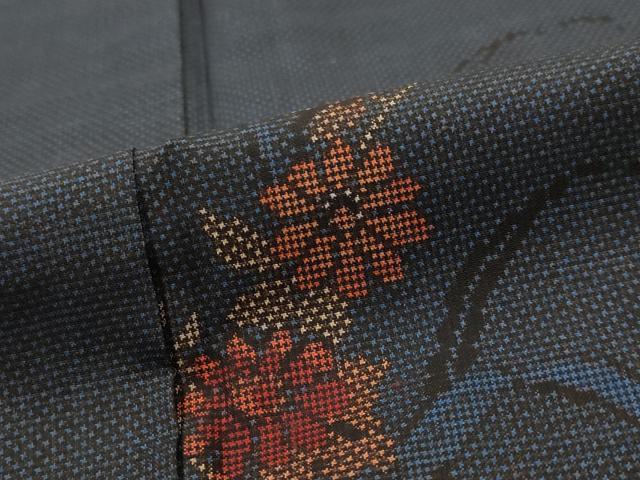 平和屋着物■本場大島紬 7マルキ 草花文 正絹 逸品 AABH3464st