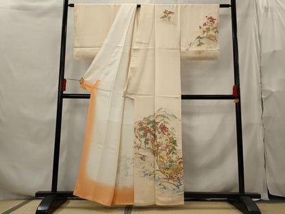 平和屋着物■訪問着 手描き 風景文 暈し染め 金彩 正絹 逸品 AABH3465st