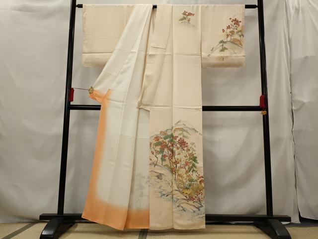 平和屋着物■訪問着 手描き 風景文 暈し染め 金彩 正絹 逸品 AABH3465st