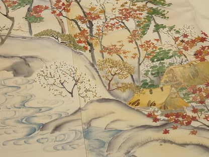 平和屋着物■訪問着 手描き 風景文 暈し染め 金彩 正絹 逸品 AABH3465st