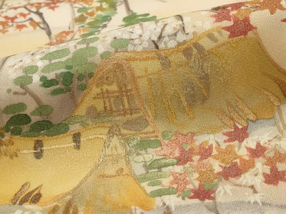 平和屋着物■訪問着 手描き 風景文 暈し染め 金彩 正絹 逸品 AABH3465st