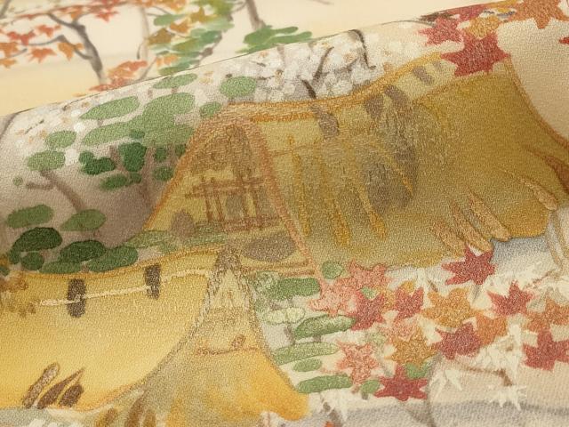 平和屋着物■訪問着 手描き 風景文 暈し染め 金彩 正絹 逸品 AABH3465st