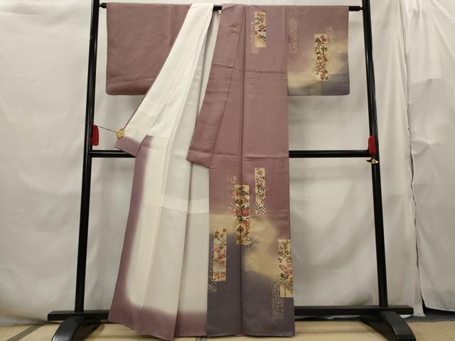平和屋着物■訪問着　駒刺繍　短冊花文　暈し染め　金彩　正絹　逸品　AABH3471st