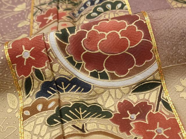 平和屋着物■訪問着　駒刺繍　短冊花文　暈し染め　金彩　正絹　逸品　AABH3471st