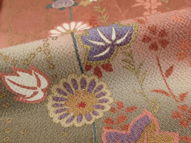 平和屋着物■訪問着　草花文　暈し染め　金彩　鬼しぼ縮緬　正絹　逸品　AABH3472st