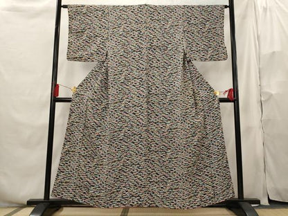 平和屋着物■上質な小紋　手描き　笹の葉尽くし　正絹　逸品　AABH3473st