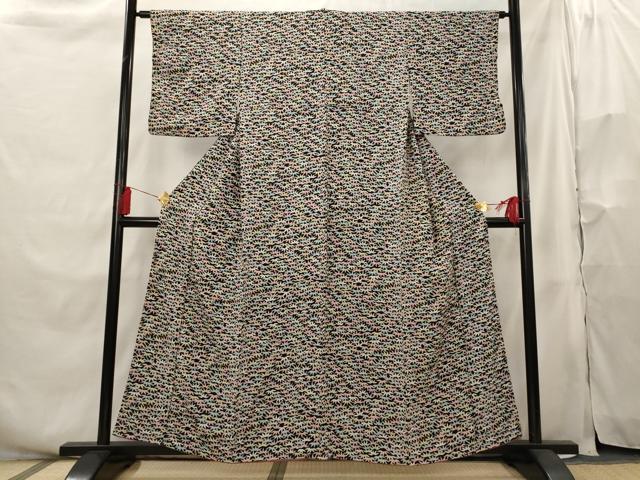 平和屋着物■上質な小紋　手描き　笹の葉尽くし　正絹　逸品　AABH3473st