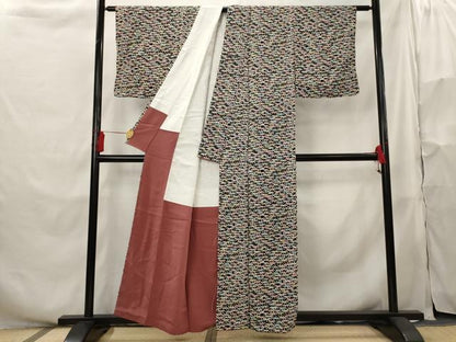 平和屋着物■上質な小紋　手描き　笹の葉尽くし　正絹　逸品　AABH3473st