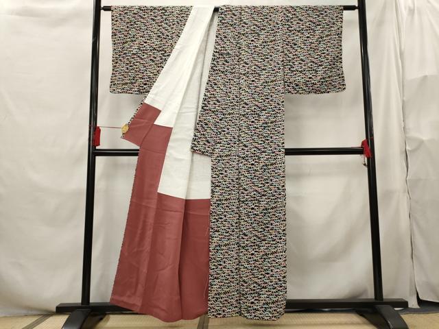 平和屋着物■上質な小紋　手描き　笹の葉尽くし　正絹　逸品　AABH3473st