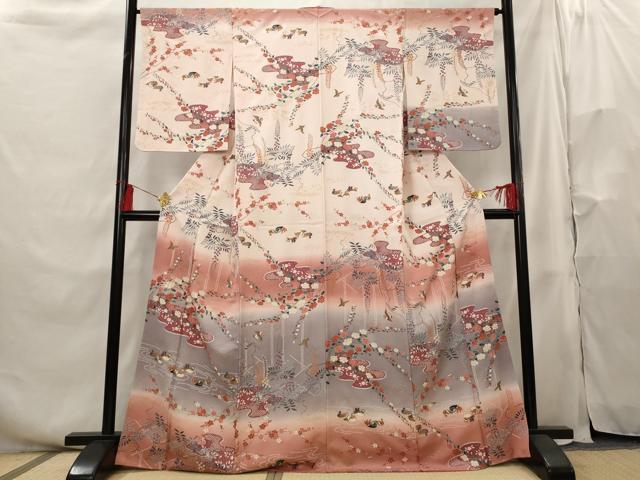 平和屋着物■訪問着 花鳥文 暈し染め 金彩 正絹 逸品 AABH3482st