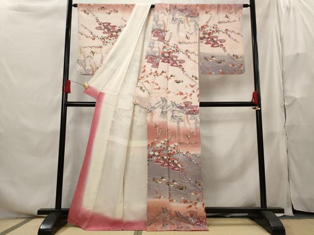 平和屋着物■訪問着 花鳥文 暈し染め 金彩 正絹 逸品 AABH3482st