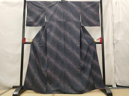 平和屋着物■上質な小紋 紬地 斜縞 正絹 逸品 AABH3483st