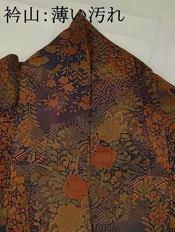 平和屋着物■上質な小紋 色紙重ね草花文 鬼しぼ縮緬 正絹 逸品 AABH3486st