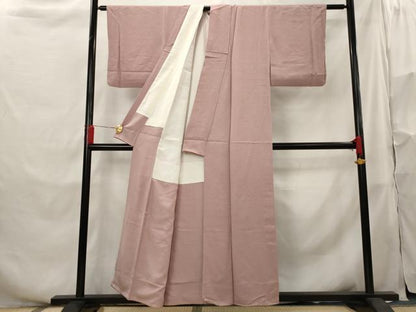 平和屋着物■上質な色無地 紋意匠 退紅色 正絹 逸品 AABH3488st