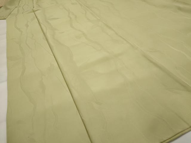 平和屋着物■上質な色無地 枝葉地紋 抹茶色 正絹 逸品 AABH3489st