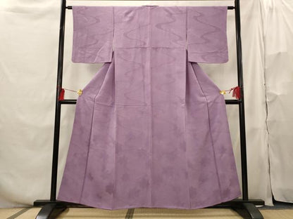 平和屋着物■上質な色無地　龍水楓地紋　二藍色　正絹　逸品　AABH3490st