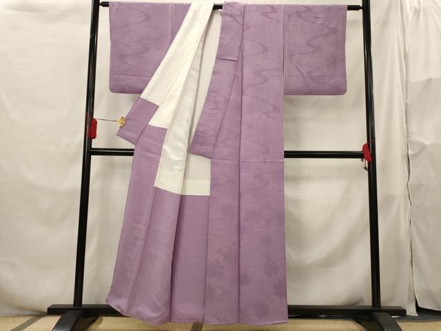 平和屋着物■上質な色無地　龍水楓地紋　二藍色　正絹　逸品　AABH3490st
