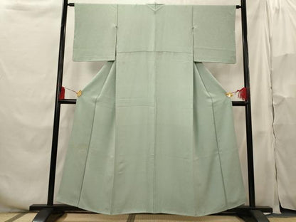 平和屋着物■上質な色無地 花唐草地紋 薄青色 正絹 逸品 AABH3492st