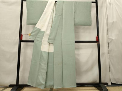 平和屋着物■上質な色無地 花唐草地紋 薄青色 正絹 逸品 AABH3492st
