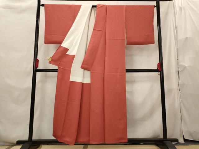 平和屋着物■無地絵羽訪問着　花丸地紋　紅樺色　正絹　逸品　AABH3493st