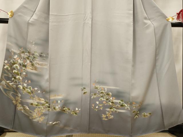 平和屋着物■豪華黒留袖　笠松文　暈し染め　金彩　正絹　逸品　AABH3497st