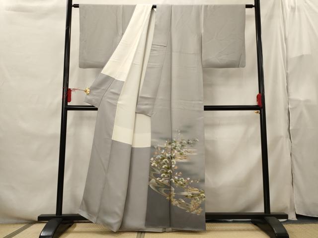 平和屋着物■豪華黒留袖　笠松文　暈し染め　金彩　正絹　逸品　AABH3497st