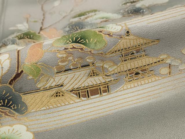 平和屋着物■豪華黒留袖　笠松文　暈し染め　金彩　正絹　逸品　AABH3497st