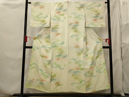 平和屋着物■上質な小紋 飛鶴文 暈し染め 金糸 正絹 逸品 AABH3505st