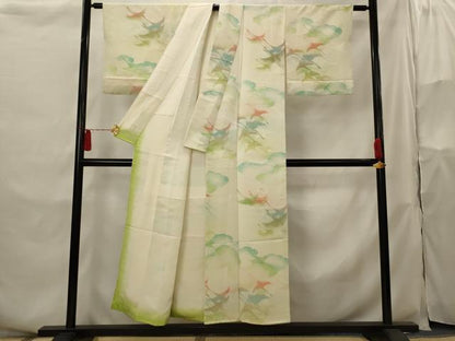 平和屋着物■上質な小紋 飛鶴文 暈し染め 金糸 正絹 逸品 AABH3505st