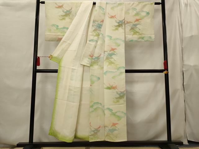 平和屋着物■上質な小紋 飛鶴文 暈し染め 金糸 正絹 逸品 AABH3505st