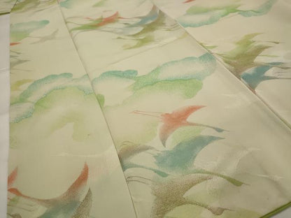平和屋着物■上質な小紋 飛鶴文 暈し染め 金糸 正絹 逸品 AABH3505st
