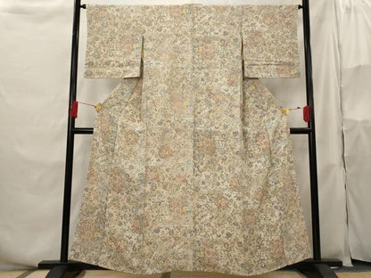 平和屋着物■上質な小紋 更紗花文 正絹 逸品 AABH3507st