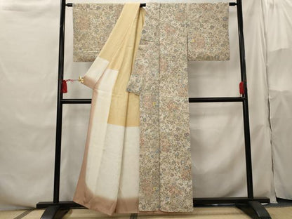 平和屋着物■上質な小紋 更紗花文 正絹 逸品 AABH3507st